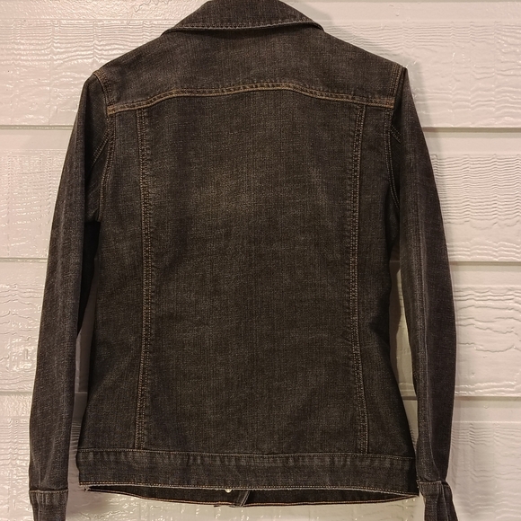 Chico's Platinum Jacket Dark Gray Denim Women Size 1 (Medium) Pleated Front - Picture 7 of 10
